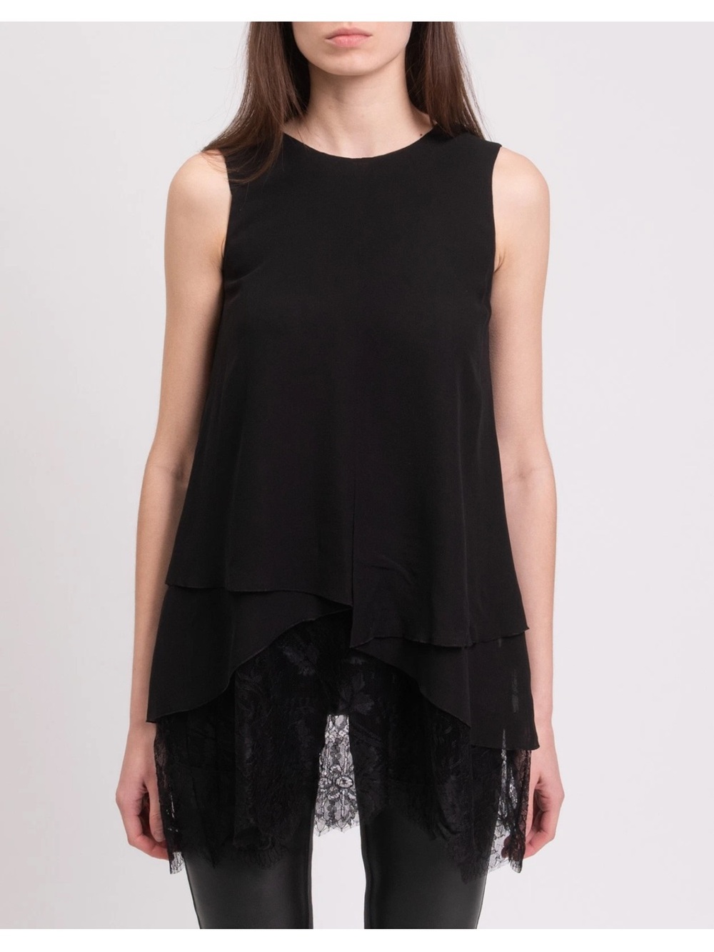 ERMANNO SCERVINO Silk Top IT38 US2 UK6 XS Lace Hem Made in Italy. NWT